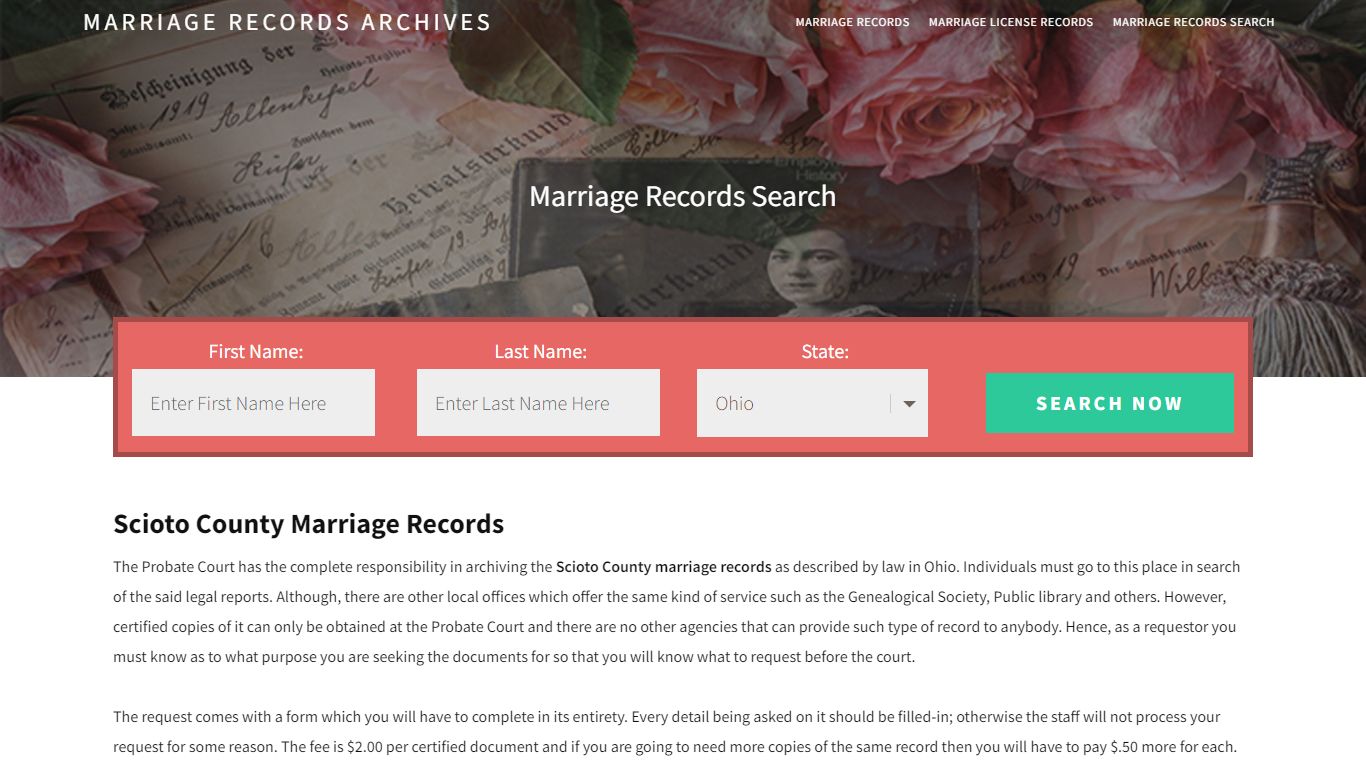 Scioto County Marriage Records