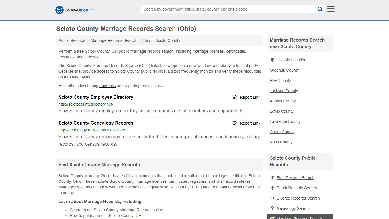 Scioto County Marriage Records Search (Ohio) - County Office