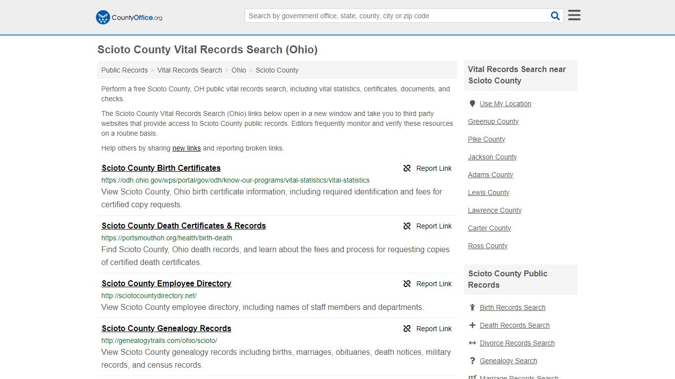 Vital Records Search - Scioto County, OH (Birth, Death, Marriage ...